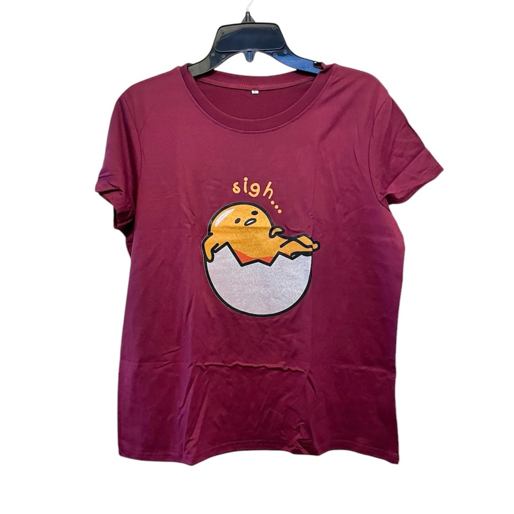Gudetama Sigh Maroon Graphic T-Shirt